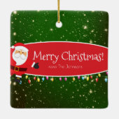 Fun Merry Christmas Santa Last Name Red and Green Keramikornament (Rückseite)