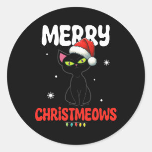Fun Merry Christmeows Jolly Cat Christmas Kids Runder Aufkleber