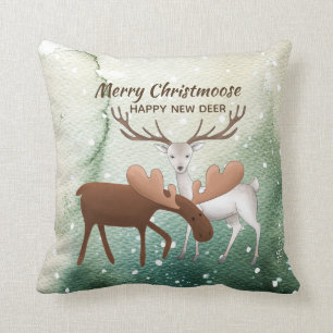 Fun Merry Christmoose Happy New Deer Kissen