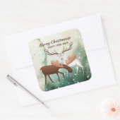 Fun Merry Christmoose Happy New Deer Quadratischer Aufkleber (Umschlag)