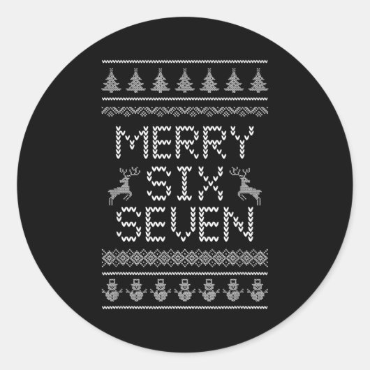 Fun Merry Six Seven 6 7 Meme Design Christmas Humo Runder Aufkleber (Vorderseite)