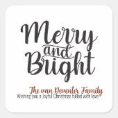 Fun Merry und Bright Simplistic Quadratischer Aufkleber (Vorderseite)