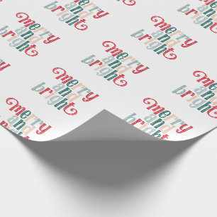 Fun Merry und Bright Typografie Rotes Design Wrapp Geschenkpapier
