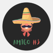 Fun Mexican Amigo #3 Group Matching Diy Halloween Runder Aufkleber (Vorderseite)