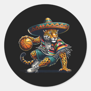 Fun Mexican Cinco De Mayo Sombrero Jaguar Bysketby Runder Aufkleber