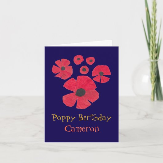 Fun MidCentury Poppies Niedliche Geburtstag Karte (Vorderseite)