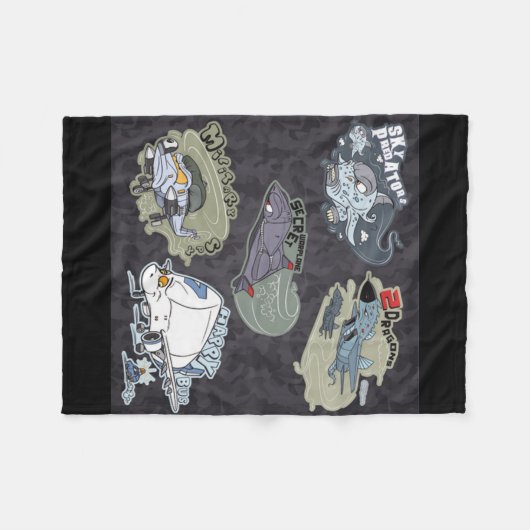 Fun Military Flugzeug Fleecedecke (Vorderseite (Horizontal))