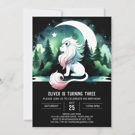Fun Minimalistisch Lion Birthday Einladung (Vorderseite)