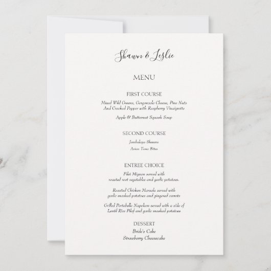 Fun Minimalistisch Wedding Three Courts Menu Einladung (Vorderseite)
