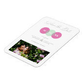 Fun Mint & Hot Pink Foto Couple Wimshire Script Magnet (Linke Seite)