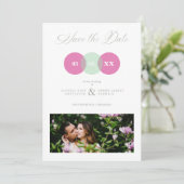 Fun Mint & Hot Pink Foto Couple Wimshire Script Save The Date (Stehend Vorderseite)