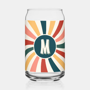 Fun Mit Monogramm Retro-Muster Dosenglas