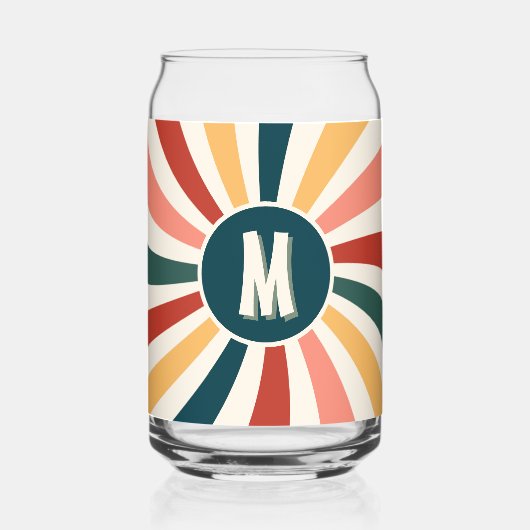 Fun Mit Monogramm Retro-Muster Dosenglas (Rückseite)