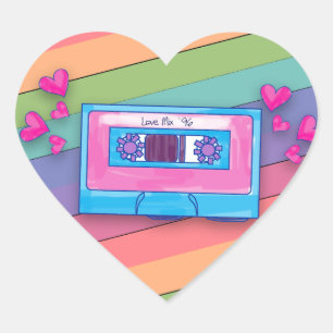 Fun Mixtape Rainbow Background Retro Music Liebe Herz-Aufkleber