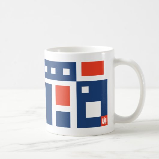 Fun Mod Geometric in Rot, Weiß und Blau Kaffeetasse (Rechts)