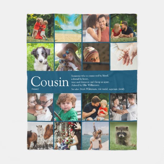 Fun Modern 16 Foto Blau Cooler Cousin Definition Fleecedecke (Vorderseite)