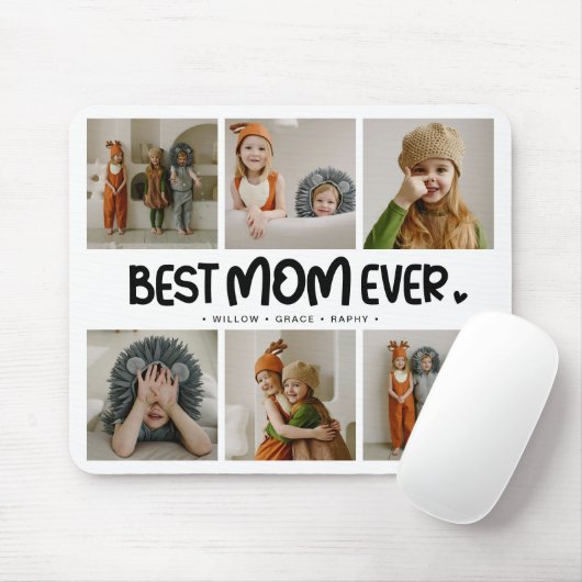 Fun Modern 'BEST MAMA EVER' 6 Foto Mousepad (Mit Mouse)
