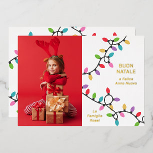 Fun Modern Buon Natale Weihnachtslicht Foto Folien Feiertagskarte
