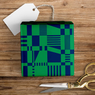 Fun Modern Checkered Blue & Green Wrapping Paper Geschenkpapier