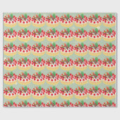 Fun Modern Christmas Holiday Cake Bear Moss Green Geschenkpapier (Flach)