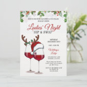 Fun Modern Christmas Sip & Swap Cocktail Party Inv Einladung (Stehend Vorderseite)