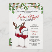 Fun Modern Christmas Sip & Swap Cocktail Party Inv Einladung (Vorne/Hinten)