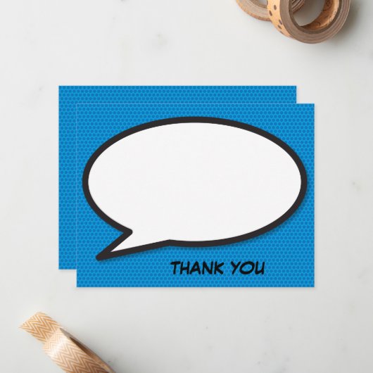 Fun Modern Comic Book Speech Bubble Message Mitteilungskarte (Vorderseite/Rückseite Beispiel)