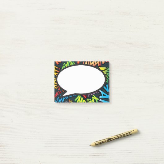 Fun Modern Comic Book Speech Bubble Post-it Klebezettel (Auf Schreibtisch)