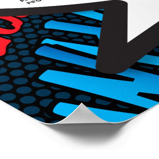 Fun Modern Comic Book Wedding Chart Poster (Ecke)