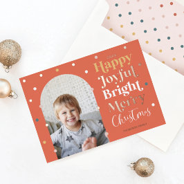 Fun Modern Confetti Happy Joyful Bright Foto Arch Folien Feiertagskarte