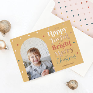 Fun Modern Confetti Happy Joyful Bright Foto Arch Folien Feiertagskarte