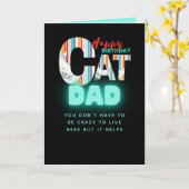Fun Modern Crazy Cat VATER Personalisiert Geburtst Karte (Gelbe Blume)