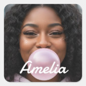 Fun Modern Custom Photo Name Create Your Own Quadratischer Aufkleber (Vorderseite)