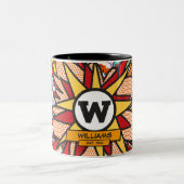 Fun Modern Family Name Monogram Comic Book Zweifarbige Tasse (Mittel)