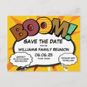 Fun Modern Family Wiedersehen Party Save the Date Ankündigungspostkarte (Vorderseite)