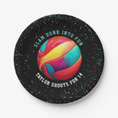 Fun Modern farbenfroh Black All-Star Kinder Basket Pappteller (Vorderseite)