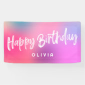 Fun Modern farbenfroher Tee Tween Pink Girl Geburt Banner (Horizontal)