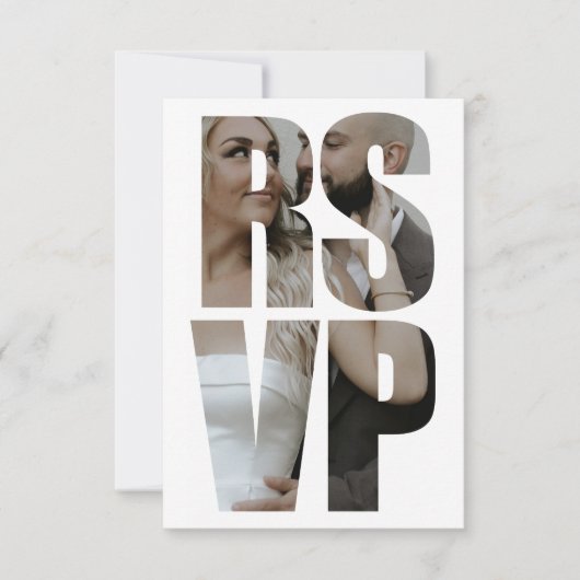 Fun Modern Foto Words Wedding Formal RSVP Card (Vorderseite)