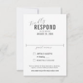 Fun Modern Foto Words Wedding Formal RSVP Card (Rückseite)