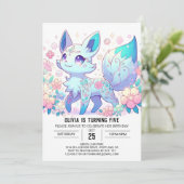 Fun Modern Fox Digital Geburtstag Einladung (Stehend Vorderseite)