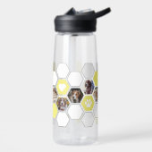 Fun Modern Geometric Yellow Heart Paw Dog Fotos Trinkflasche (Links)