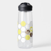 Fun Modern Geometric Yellow Heart Paw Dog Fotos Trinkflasche (Vorne)