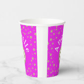 Fun Modern Girly Pink Gold Glitzer Stars Geburtsta Pappbecher (Rechts)