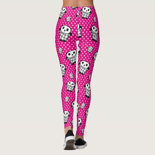 Fun Modern Girly Pink Niedlich Kawaii Panda Bär Leggings (Rückseite)
