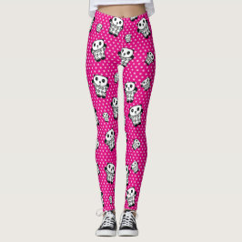 Fun Modern Girly Pink Niedlich Kawaii Panda Bär Leggings