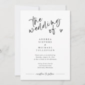 Fun Modern Handwriting Black & White Wedding Einladung (Vorderseite)