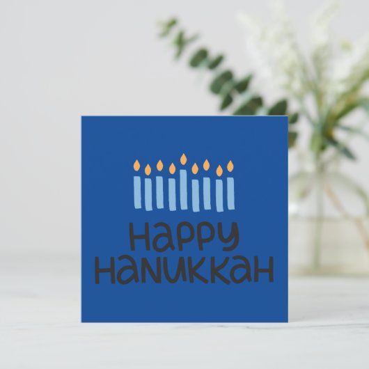 Fun Modern "Happy Hanukkah" Flat Card (Stehend Vorderseite)