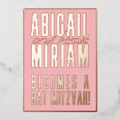 Fun Modern Hebrew Bat Mitzvah Einladung (Vorderseite)