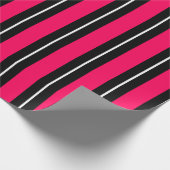 Fun & Modern Hot Pink, Black & White Stripes Geschenkpapier (Ecke)