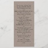 Fun & Modern Kraft Wedding Program Programm (Rückseite)
